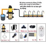 Bộ phun sương tự động tưới cây 15 béc uốn cong bơm 60w kết nối wifi