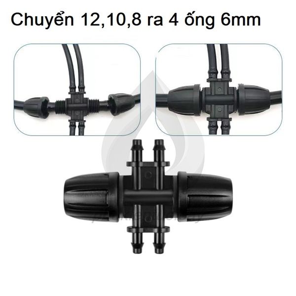 Tê chia ống 12 10 ra 4 ống 6mm