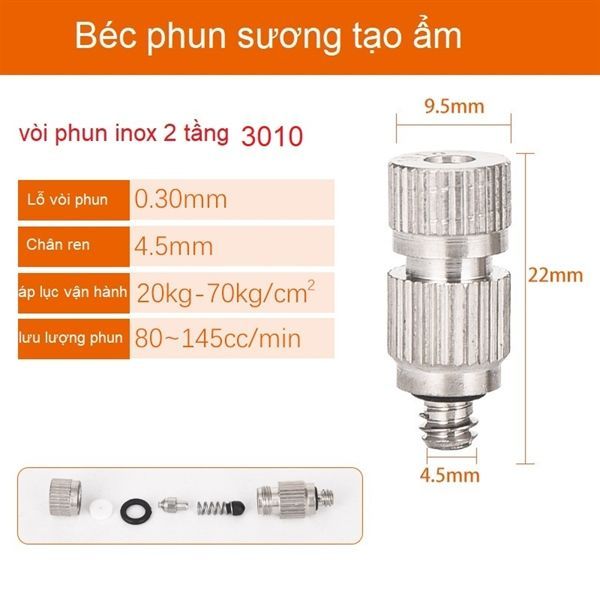 Béc phun sương số 3 TW3010 inox 2 tầng