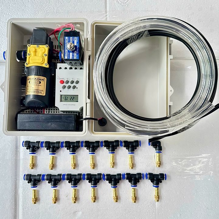 Bộ phun sương tưới cây tự động 15 béc có tủ điện dùng timer ( tủ điên van từ timer)