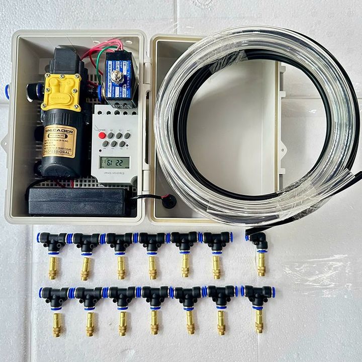 Bộ phun sương tưới cây tự động 15 béc có tủ điện dùng timer ( tủ điên van từ timer)