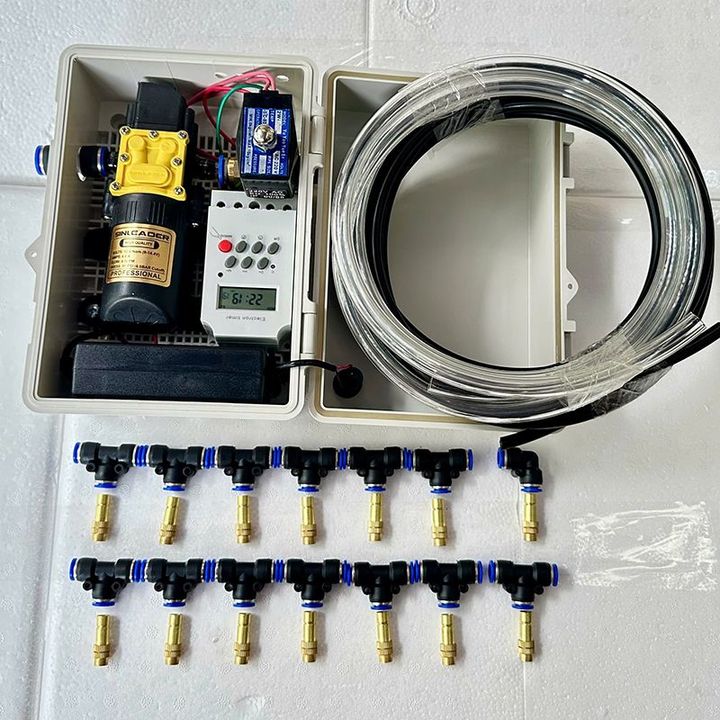 Bộ phun sương tưới cây tự động 15 béc có tủ điện dùng timer ( tủ điên van từ timer)