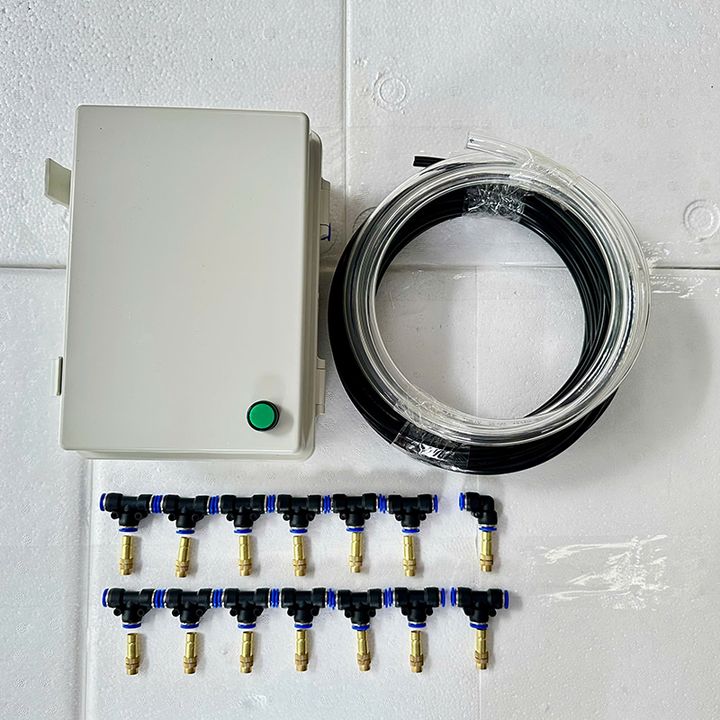 Bộ phun sương tưới cây tự động 15 béc có tủ điện dùng wifi ( tủ điên van từ ổ cắm wifi )