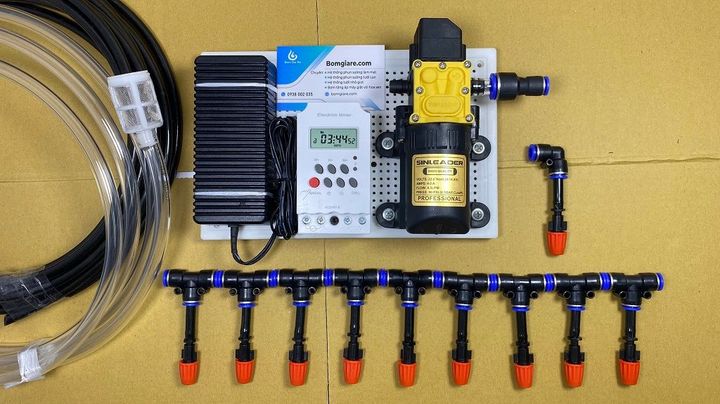 Combo phun sương tự động 10 béc 1 hướng cam