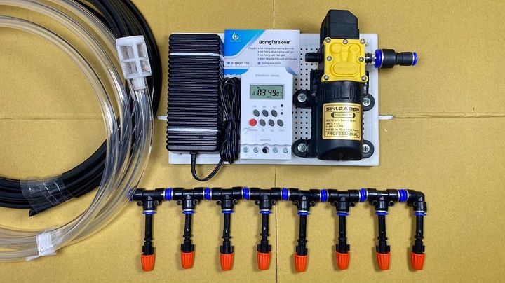 Combo phun sương tự động 10 béc 1 hướng cam
