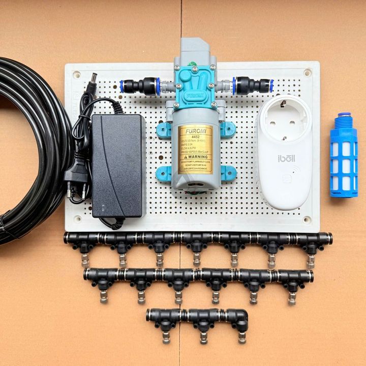 Combo bộ phun sương tự động điều khiển từ xa 25 béc bơm OM1521 + ổ wifi