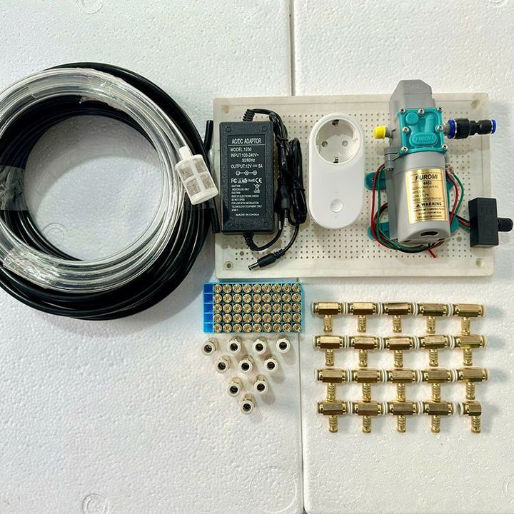 Combo bộ phun sương tự động điều khiển từ xa 25 béc đồng bơm OM1521 + ổ wifi