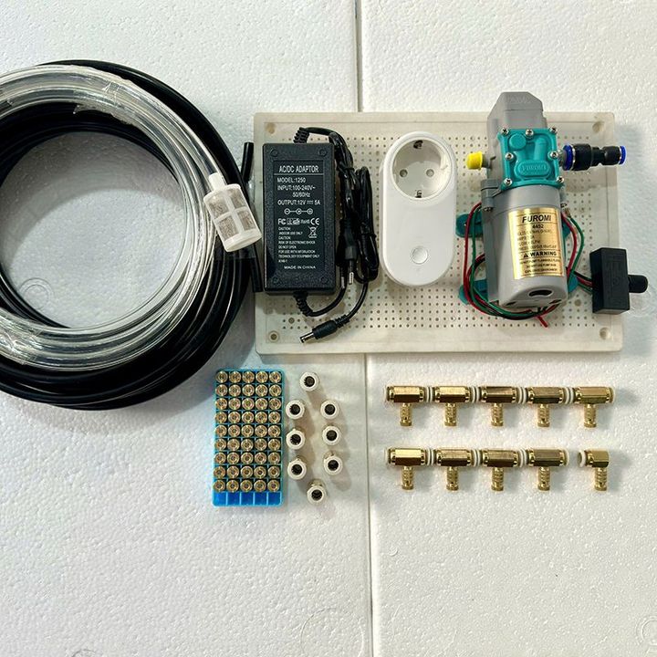 Combo bộ phun sương tự động điều khiển từ xa 25 béc đồng bơm OM1521 + ổ wifi